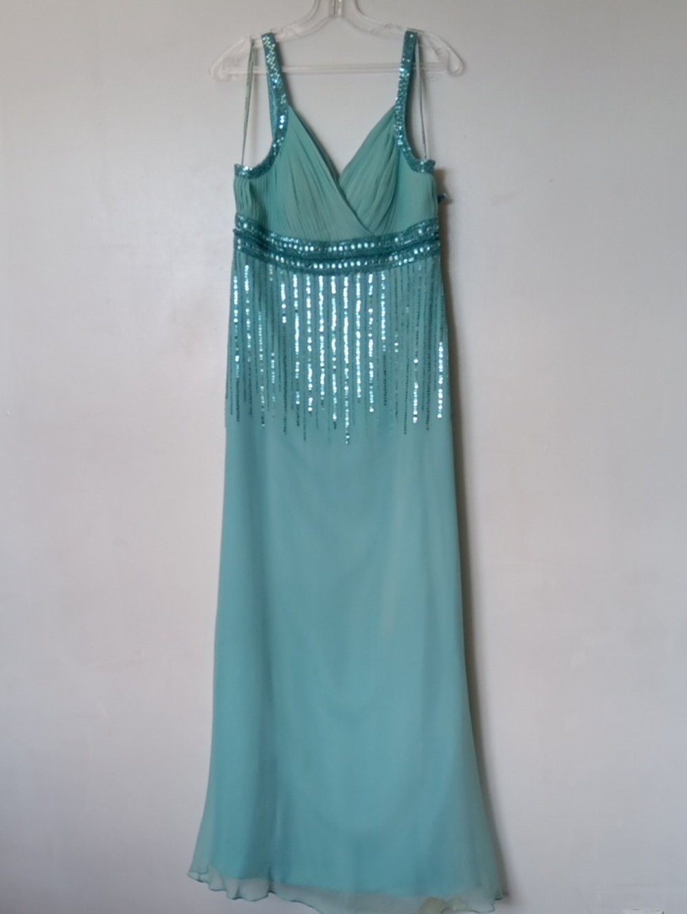 Scala Seafoam Sequin-Trim Maxi Dress